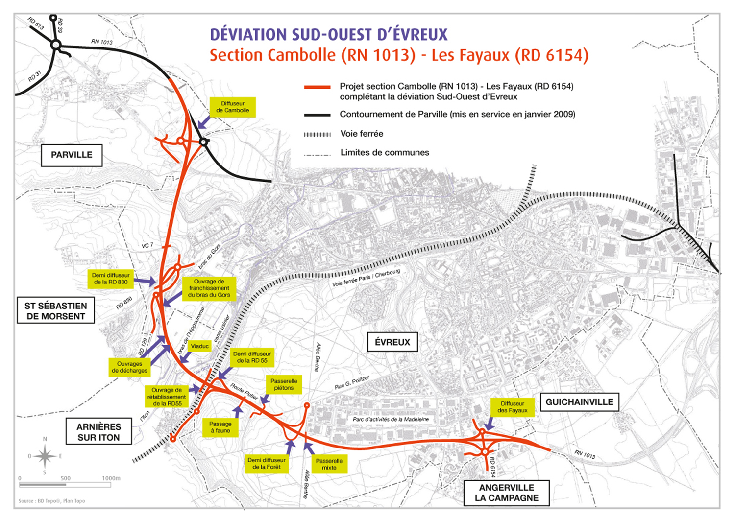 plan - RN13 : Déviation Sud-Ouest d'Evreux