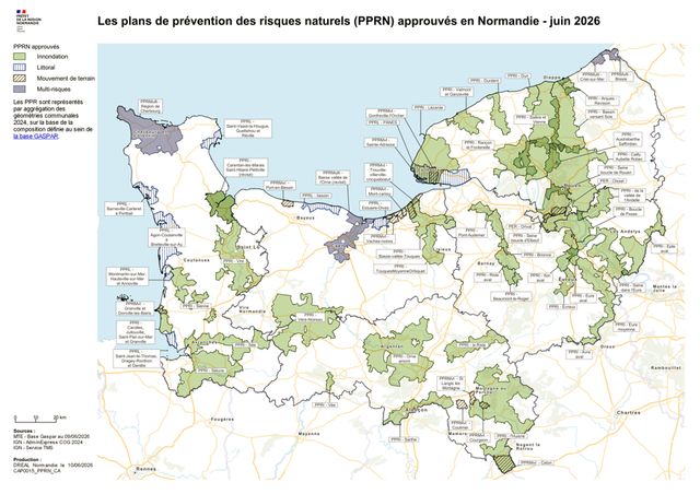 Plans de prévention des risques naturels (PPRN) approuvés en Normandie