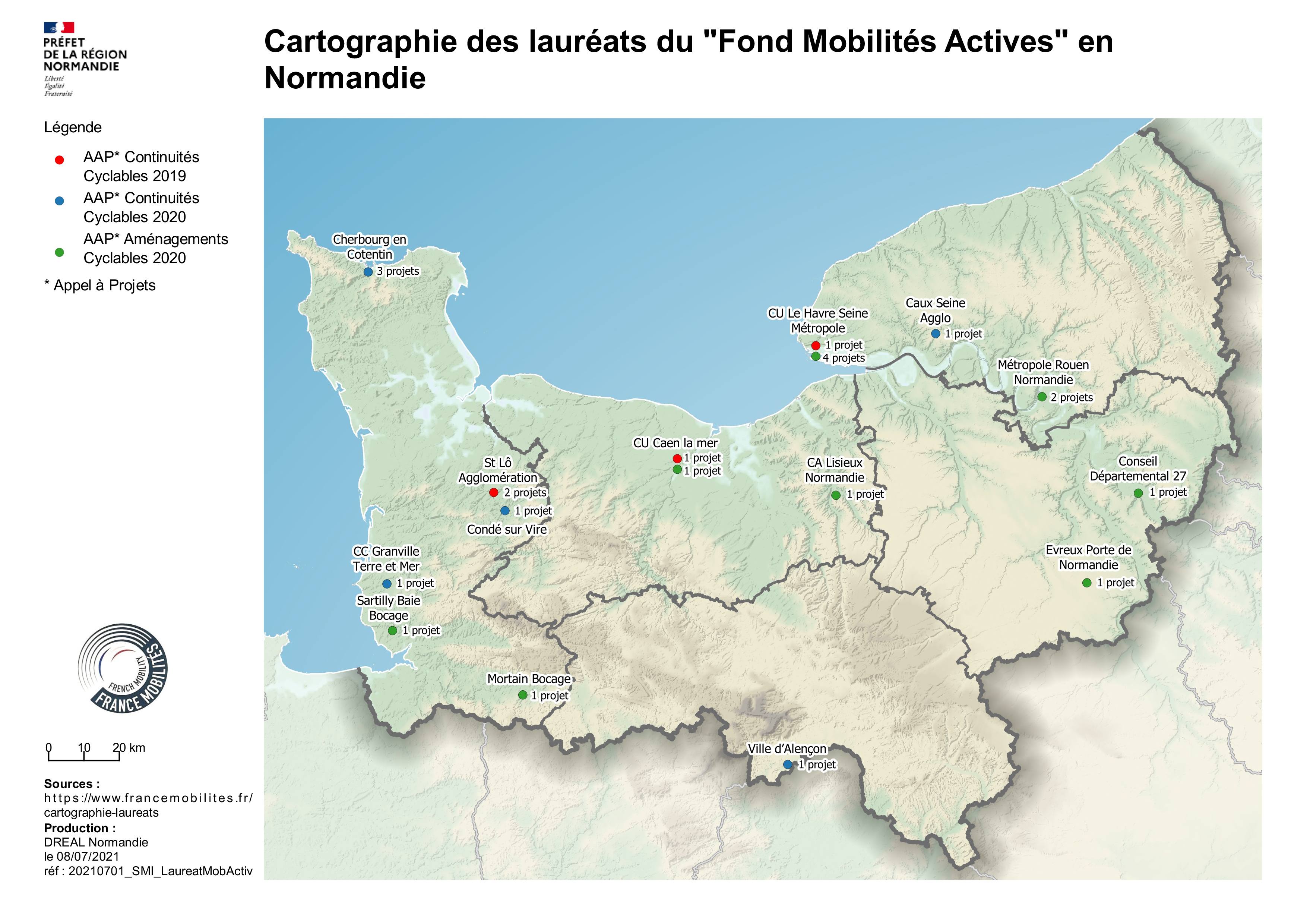 La cartographie des lauréats du 