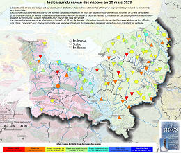 Carte de suivi des nappes au 10 mars 2023