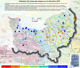 Carte de suivi des nappes au 11 décembre2023