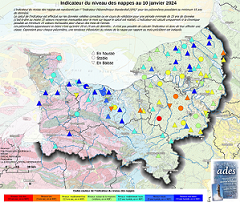 Carte de suivi des nappes au 10 janvier 2024