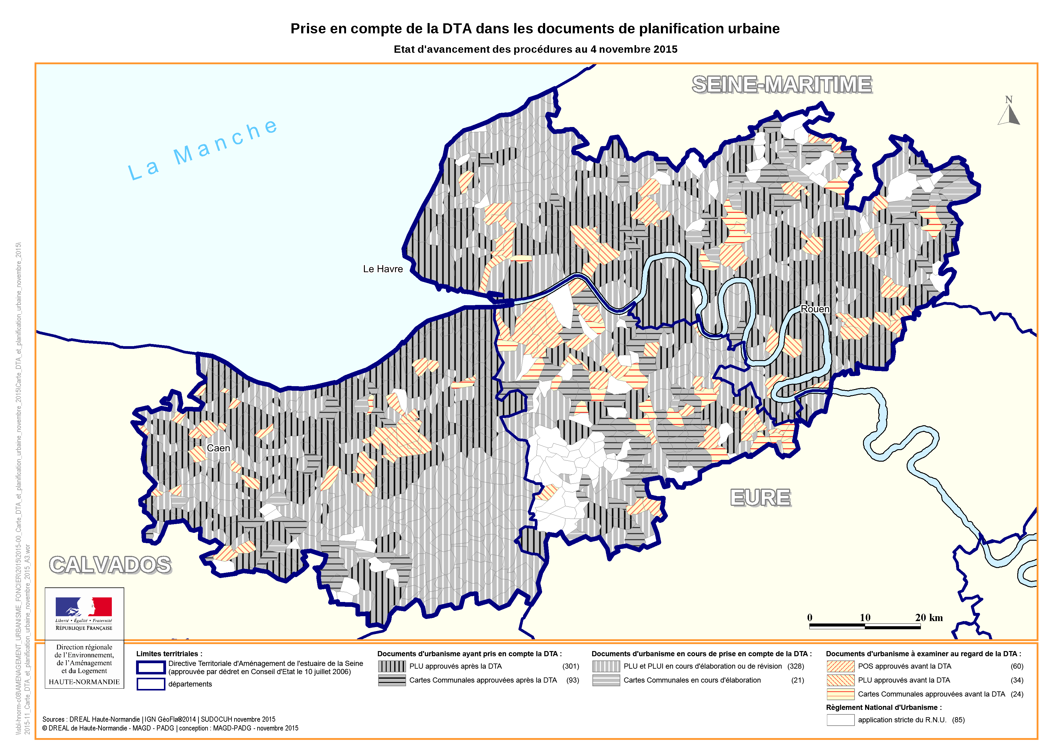 Carte DTA-PLU Etat d'avancement novembre 2015