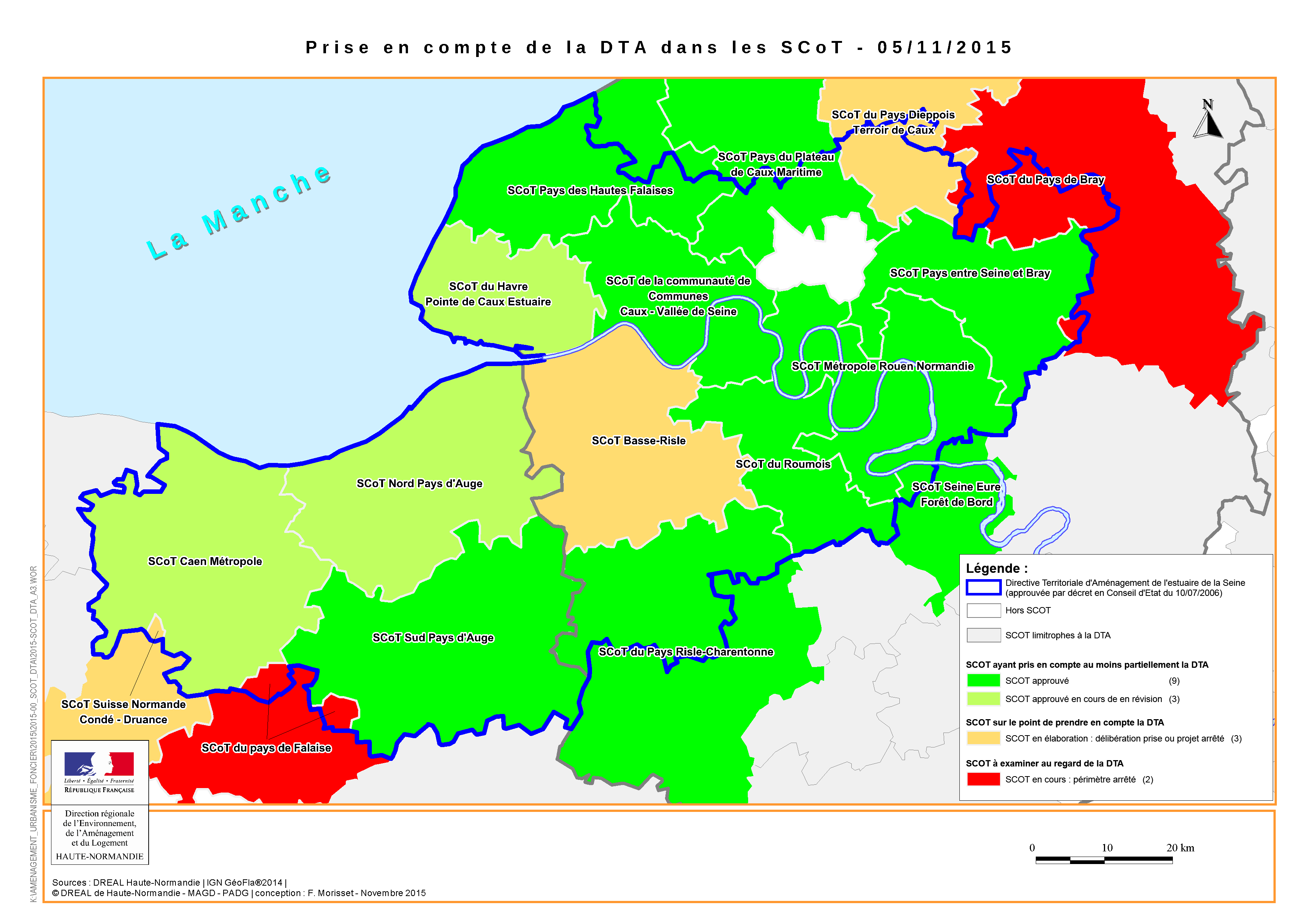 Carte DTA-SCot Etat d'avancement novembre 2015