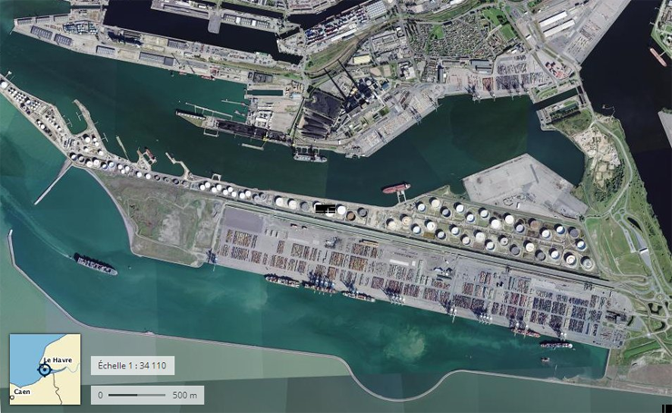 création des deux derniers postes à quai 11 et 12 de Port 2000 (vue aérienne géoportail)