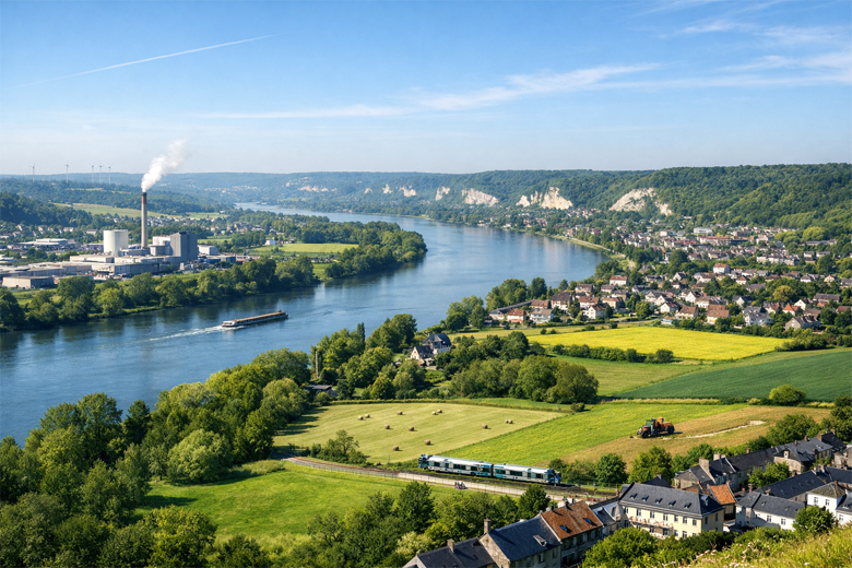 Vallée de la Seine paysage rural et industriel 