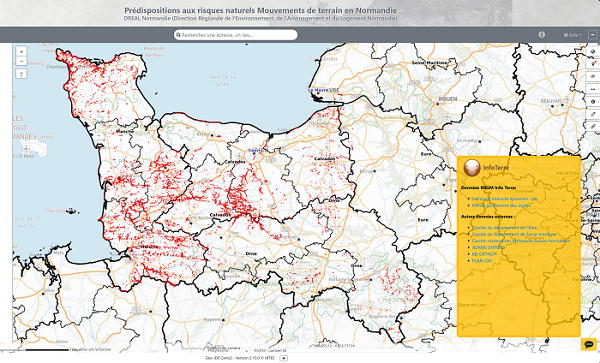 Carte des terrains prédisposés aux chutes de blocs