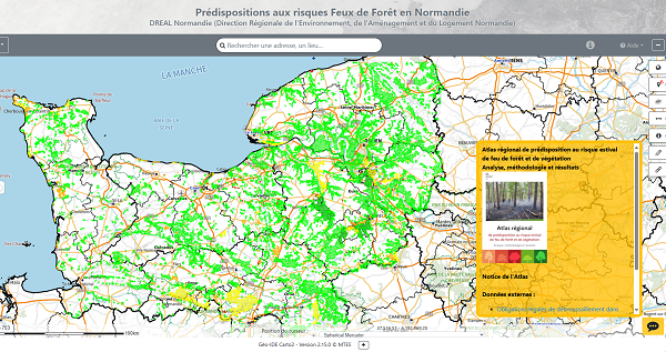 Carte des prédispositions au risque estival de feux de forêt et de végétation