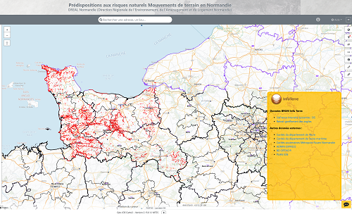 Carte des terrains prédisposés aux chutes de blocs