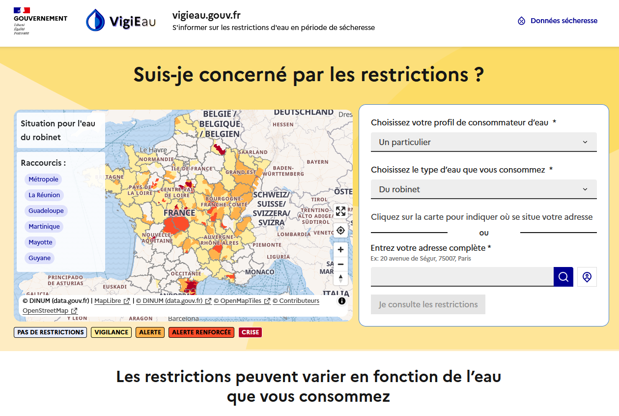 Page site VigiEau