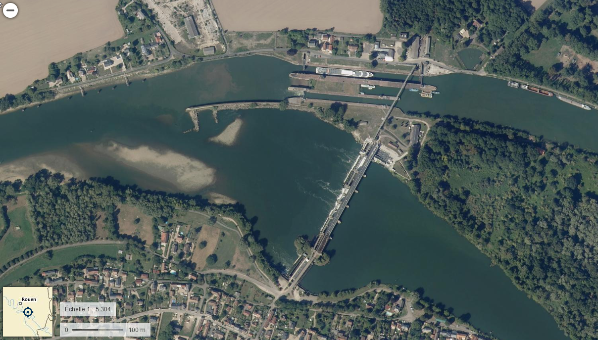 Vue aérienne du site d'Amfreville / Poses (source geoportail.gouv.fr)